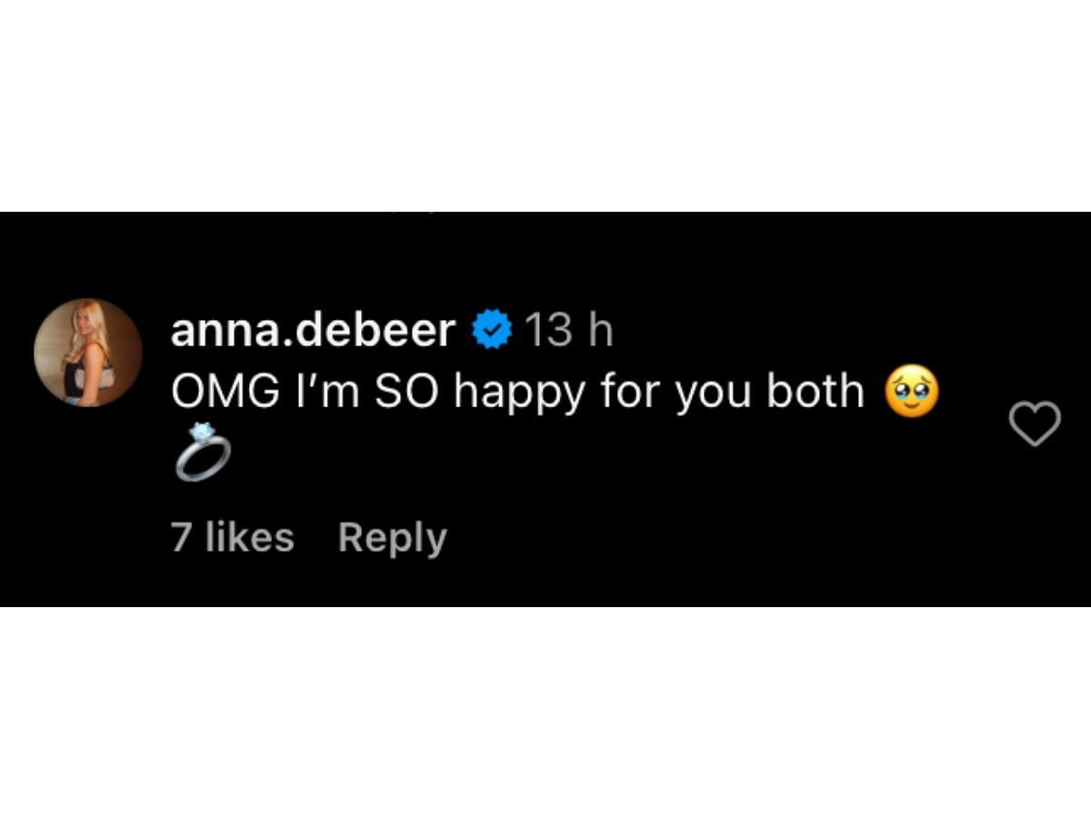Anna DeBeer’s comment on Instagram/@clairechaussee